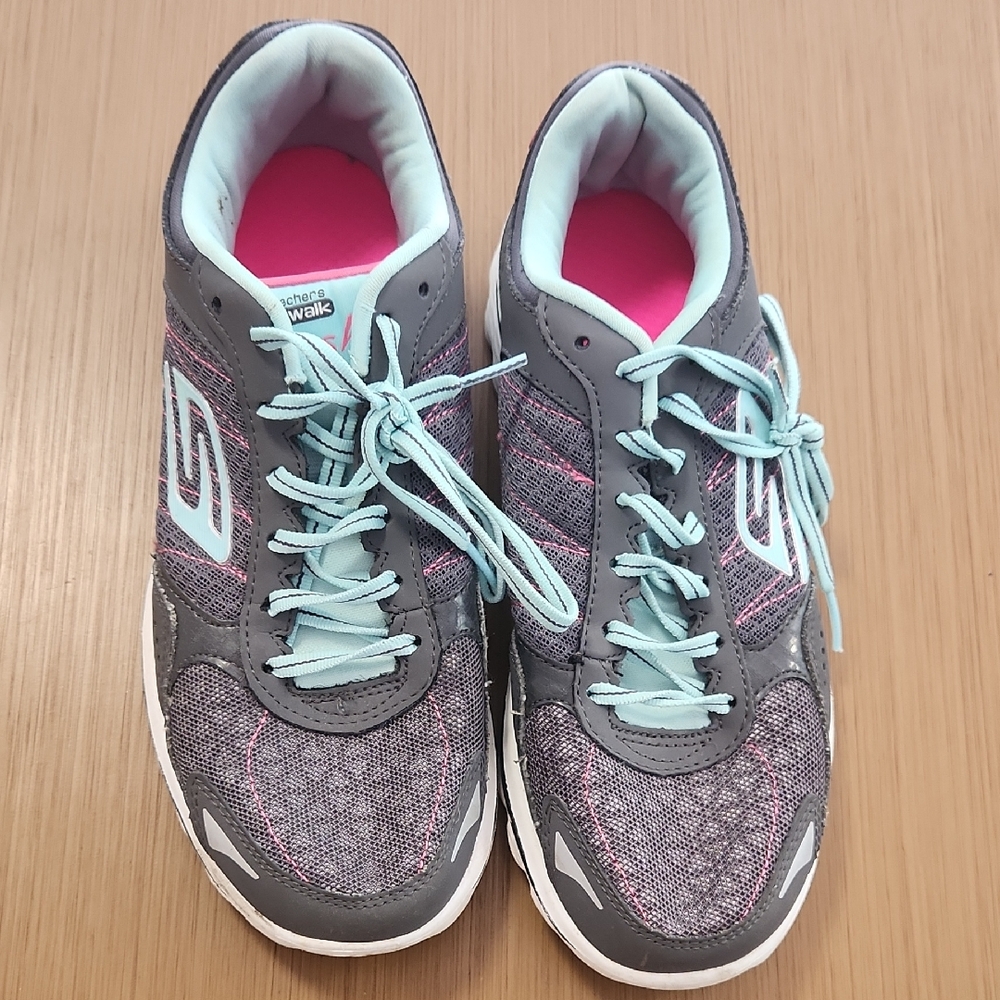 Skechers Gray and Pink Athletic Shoes with Sporty Comfort